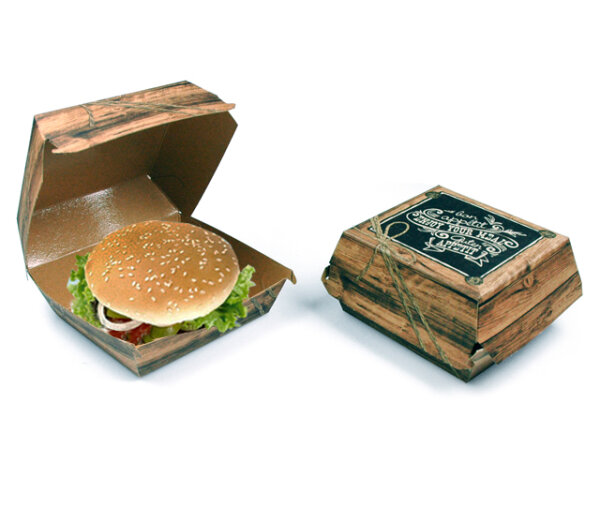 bedruckt Burgerbox Pappe "Enjoy your Meal" braun groß 300 Stück 