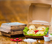 Burgerbox "Enjoy your Meal" braun groß, bedruckt