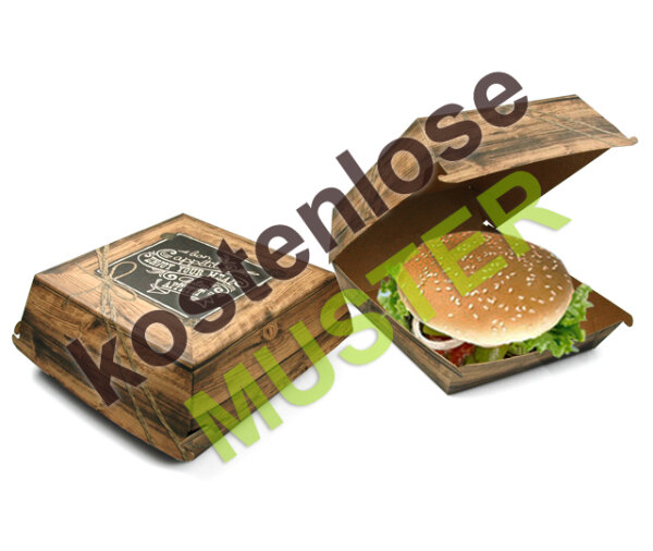Musterartikel Burgerbox "Enjoy your Meal" braun XXL, bedruckt