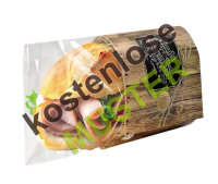 Musterartikel Snack Bag / Brötchentüte "Enjoy your Meal" zum aufreissen, bedruckt, klein, 180x125