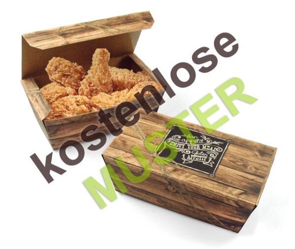 Musterartikel Snack-Box "Enjoy your Meal" mit Klappdeckel klein, bedruckt