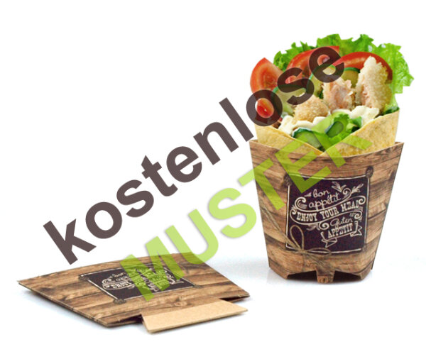 Musterartikel Wrap-Schütte "Enjoy your Meal" bedruckt