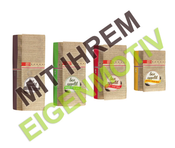 Anfrage: Snack Bag / Brötchentüte zum aufreissen, Pure Paper, braun fettdicht 40g/m², M, 18x7x13 mm
