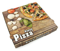 Pizzakarton / Pizzabox "Happy Pizza" NYC, Kraft weiß, 41x41x4,2 cm