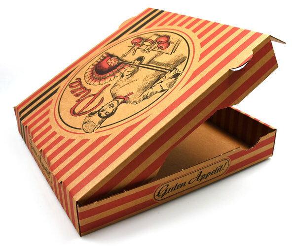 Pizzakarton / Pizzabox "Pizzabäcker" NYC, Kraft braun, 33x33x4,2 cm