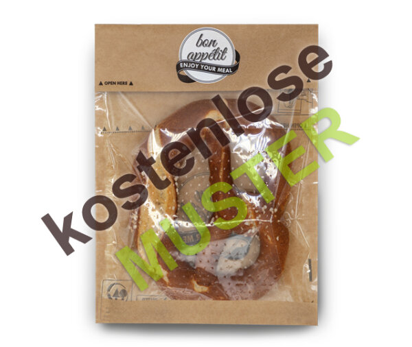 Musterartikel Snacktasche "bon appétit" Loc Bag Razor, braun, 17x24,5 cm, mit Klebeverschluss zum Aufreißen