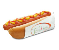 Hot-Dog-Beutel Papier "Fresh & Tasty" bedruckt, Palette 300.000 Stück