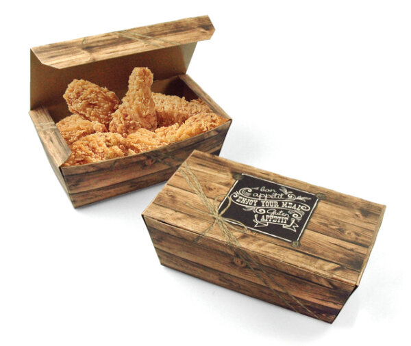 Snack-Box "Enjoy your Meal" mit Klappdeckel klein, bedruckt, Palette 9.000 Stück