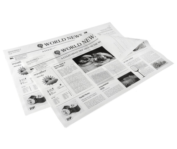 Formatpapier / Tablettunterlage "Newspaper" 25x38cm, Pergamentersatz weiß, fettabw.