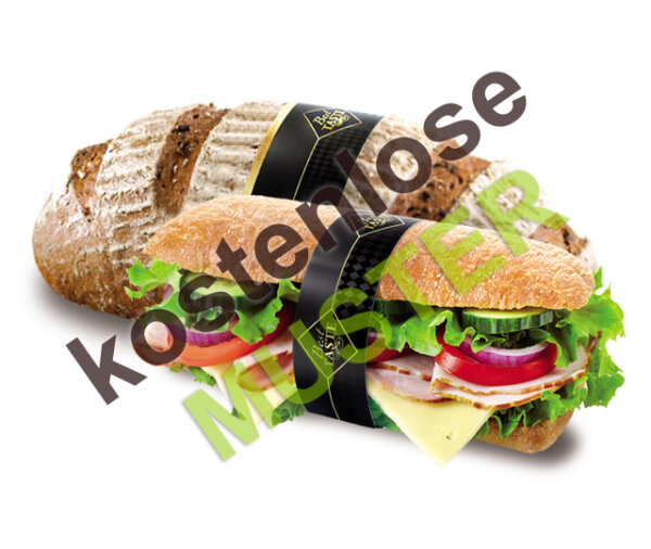 Musterartikel Banderolen für Brot "Black Line" bedruckt, selbstklebend