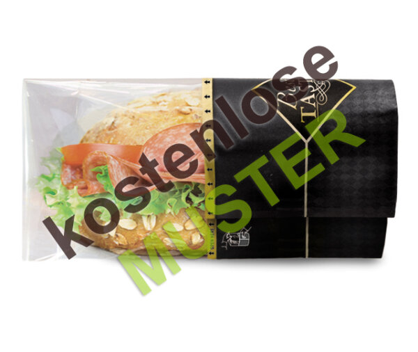 Musterartikel Snack Bag / Brötchentüte "Black Line" zum Aufreißen, bedruckt, groß, 215x125mm