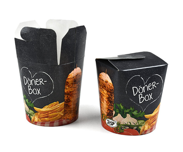 Food-Container D&ouml;ner-Box Pappe bedruckt, 16oz 480ml