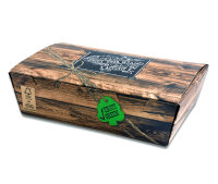 Snackbox "Enjoy Green" Bio braun, mit Klappdeckel, groß, bedruckt, FSC®-zertifiziert