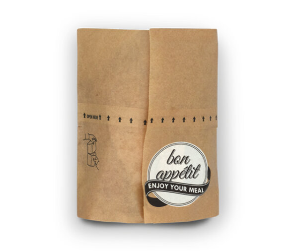 Snackbag zum Aufreißen "bon appétit" Pure Paper, braun, S, 15x8,5x16,5 cm