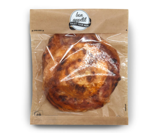 Snacktasche / Pizzatasche "bon appétit" Loc Bag Pizza, braun, 21x24,5 cm, mit Klebeverschluss zum Aufreißen