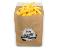 Fingerfood Bag "bon appétit" braun, 15x16 cm, zum Aufreißen