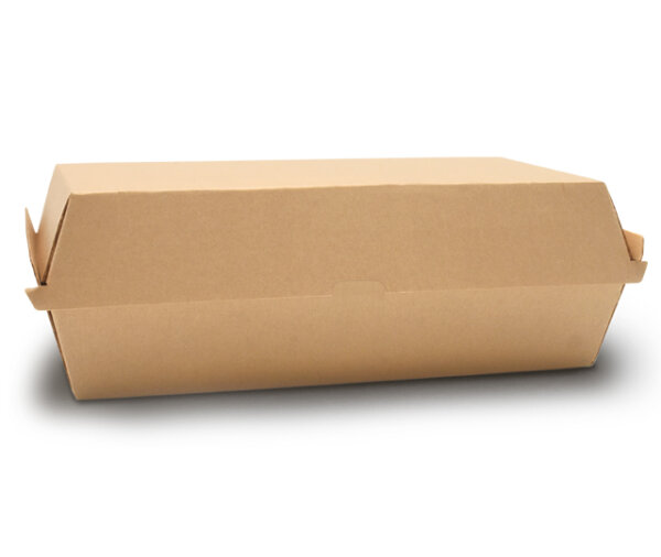 Snack-Box "Lightweight" Bio braun, mit Klappdeckel, Größe L, unbedruckt