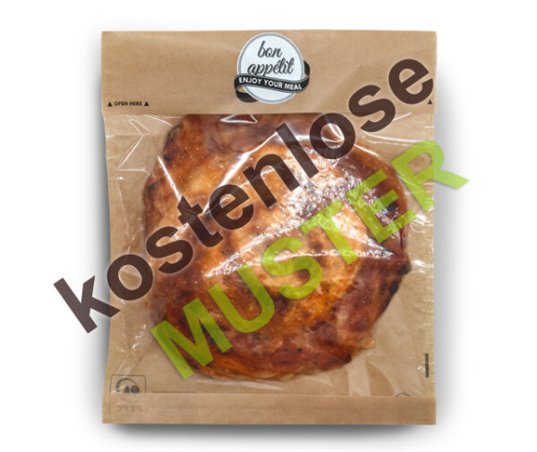 Musterartikel Snacktasche / Pizzatasche "bon appétit" Loc Bag Pizza, braun, 21x24,5 cm, mit Klebeverschluss zum Aufreißen