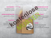 Musterartikel Snackbag zum Aufreißen "bon appétit" Fifty Fifty, Papier braun + Pergamin, XL, 28x7,5x13 cm