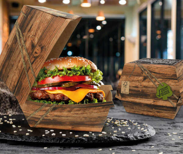 Burgerbox "Enjoy Green" Bio braun, 3XL 11 cm extrahoch, bedruckt, FSC®-zertifiziert AKTIONSPREIS