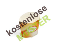 Musterartikel Pommes-Schütte "Fresh & Tasty" bedruckt, 56 ml
