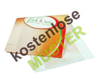Musterartikel Faltenbeutel / Brötchentüte "Fresh & Tasty" bedruckt, 200x70x470 mm